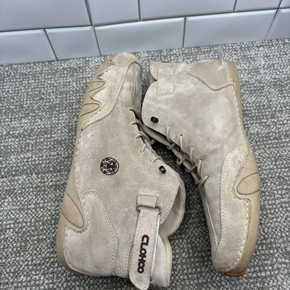 Clohoo Mens Beige Leather High Top Shoes Size 13 US‎ 48 Euro Ankle Casual Shoes